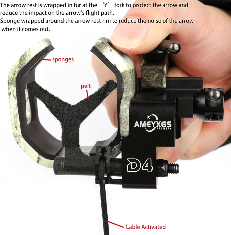 limaity Drop Away Arrow Rest for Compound Bow Right Hand No Spanner Required Four-Way Adjustable Quick-Adjustment Knob Full Containment Cable Activated - Image 3